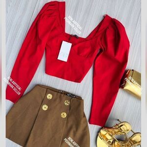 NWT ZARA SWEETHEART NECKLINE VOLUMINOUS TOP